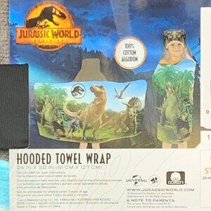 Jurassic World Hooded Towel T-Rex Kids 100% Cotton Dinosaur Bath‎ Wrap 24x50